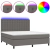 Image de vidaXL Lit Boxspring avec matelas & LED Gris 160x200 cm Similicuir