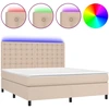 Image de vidaXL Lit à sommier tapissier avec matelas et LED Cappuccino-Brown 160x200cm
