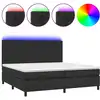 Image de vidaXL Lit Boxspring avec matelas & LED Noir 200x200 cm Similicuir