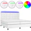 Image de vidaXL Lit Boxspring avec matelas & LED Blanc 200x200 cm Similicuir