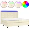 Image de vidaXL Lit Boxspring avec matelas & LED Crème 200x200 cm Similicuir