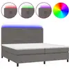 Image de vidaXL Lit Boxspring avec matelas & LED Gris 200x200 cm Similicuir