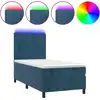 Image de vidaXL Lit boxspring avec matelas & LED bleu foncé 80x200 cm velours