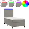 Image de vidaXL Lit boxspring avec matelas & LED gris clair 90x190 cm velours