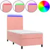 Image de vidaXL Lit boxspring avec matelas & LED rose 90x190 cm velours