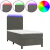 Image de vidaXL Lit boxspring avec matelas & LED gris foncé 100x200 cm velours