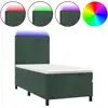 Image de vidaXL Lit boxspring avec matelas & LED vert foncé 100x200 cm velours