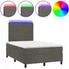 Image de vidaXL Lit boxspring avec matelas & LED gris foncé 120x200 cm velours