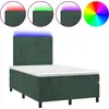 Image de vidaXL Lit boxspring avec matelas & LED vert foncé 120x200 cm velours