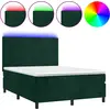 Image de vidaXL Lit boxspring avec matelas & LED vert foncé 140x190 cm velours