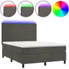 Image de vidaXL Lit boxspring avec matelas & LED gris foncé 140x200 cm velours