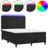 Image de vidaXL Lit boxspring avec matelas & LED noir 140x200 cm velours