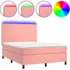Image de vidaXL Sommier tapissier avec matelas et LED Rose 140x200 cm Velours