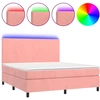 Image de vidaXL Sommier tapissier avec matelas et LED Rose 160x200 cm Velours