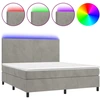 Image de vidaXL Lit boxspring avec matelas & LED gris clair 180x200 cm velours