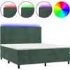 Image de vidaXL Lit boxspring avec matelas & LED vert foncé 180x200 cm velours