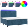 Image de vidaXL Lit boxspring avec matelas & LED bleu foncé 180x200 cm velours