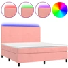 Image de vidaXL Sommier tapissier avec matelas et LED Rose 180x200 cm Velours