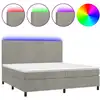 Image de vidaXL Lit boxspring avec matelas & LED gris clair 200x200 cm velours