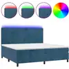 Image de vidaXL Lit boxspring avec matelas & LED bleu foncé 200x200 cm velours