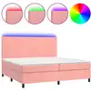Image de vidaXL Lit boxspring avec matelas & LED rose 200x200 cm velours