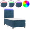Image de vidaXL Lit boxspring avec matelas & LED bleu foncé 80x200 cm velours