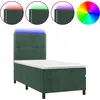 Image de vidaXL Lit boxspring avec matelas & LED vert foncé 90x190 cm velours