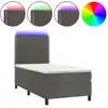 Image de vidaXL Lit boxspring avec matelas & LED gris foncé 90x200 cm velours