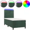 Image de vidaXL Lit boxspring avec matelas & LED vert foncé 90x200 cm velours