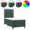 Image de vidaXL Lit boxspring avec matelas & LED vert foncé 100x200 cm velours