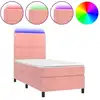 Image de vidaXL Lit boxspring avec matelas & LED rose 100x200 cm velours