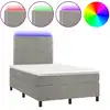 Image de vidaXL Lit boxspring avec matelas & LED gris clair 120x200 cm velours