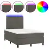 Image de vidaXL Lit boxspring avec matelas & LED gris foncé 120x200 cm velours