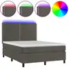 Image de vidaXL Lit boxspring avec matelas & LED gris foncé 140x190 cm velours