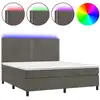 Image de vidaXL Lit boxspring avec matelas & LED gris foncé 160x200 cm velours