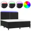 Image de vidaXL Lit boxspring avec matelas & LED noir 160x200 cm velours