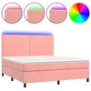 Image de vidaXL Sommier tapissier avec matelas et LED Rose 160x200 cm Velours