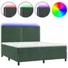 Image de vidaXL Lit boxspring avec matelas & LED vert foncé 180x200 cm velours