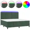Image de vidaXL Lit boxspring avec matelas & LED vert foncé 200x200 cm velours