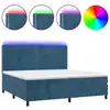 Image de vidaXL Lit boxspring avec matelas & LED bleu foncé 200x200 cm velours