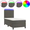 Image de vidaXL Lit boxspring avec matelas & LED gris foncé 80x200 cm velours