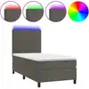 Image de vidaXL Lit boxspring avec matelas & LED gris foncé 90x190 cm velours