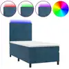 Image de vidaXL Lit boxspring avec matelas & LED bleu foncé 90x190 cm velours