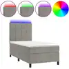 Image de vidaXL Lit boxspring avec matelas & LED gris clair 90x200 cm velours
