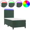 Image de vidaXL Lit boxspring avec matelas & LED vert foncé 90x200 cm velours
