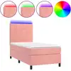 Image de vidaXL Lit boxspring avec matelas & LED rose 100x200 cm velours