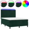 Image de vidaXL Lit boxspring avec matelas & LED vert foncé 140x190 cm velours