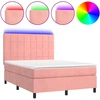 Image de vidaXL Sommier tapissier avec matelas et LED Rose 140x190 cm Velours