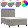 Image de vidaXL Lit boxspring avec matelas & LED gris clair 140x200 cm velours