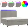 Image de vidaXL Lit boxspring avec matelas & LED gris clair 160x200 cm velours